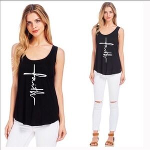 Black Faith Graphic Tank Top, M NWOT